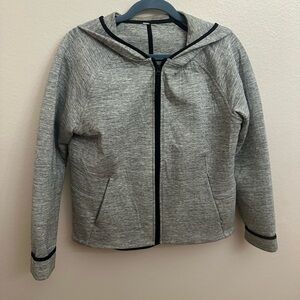 Lululemon Heather Gray Hooded Zip Jacket with Black Trim